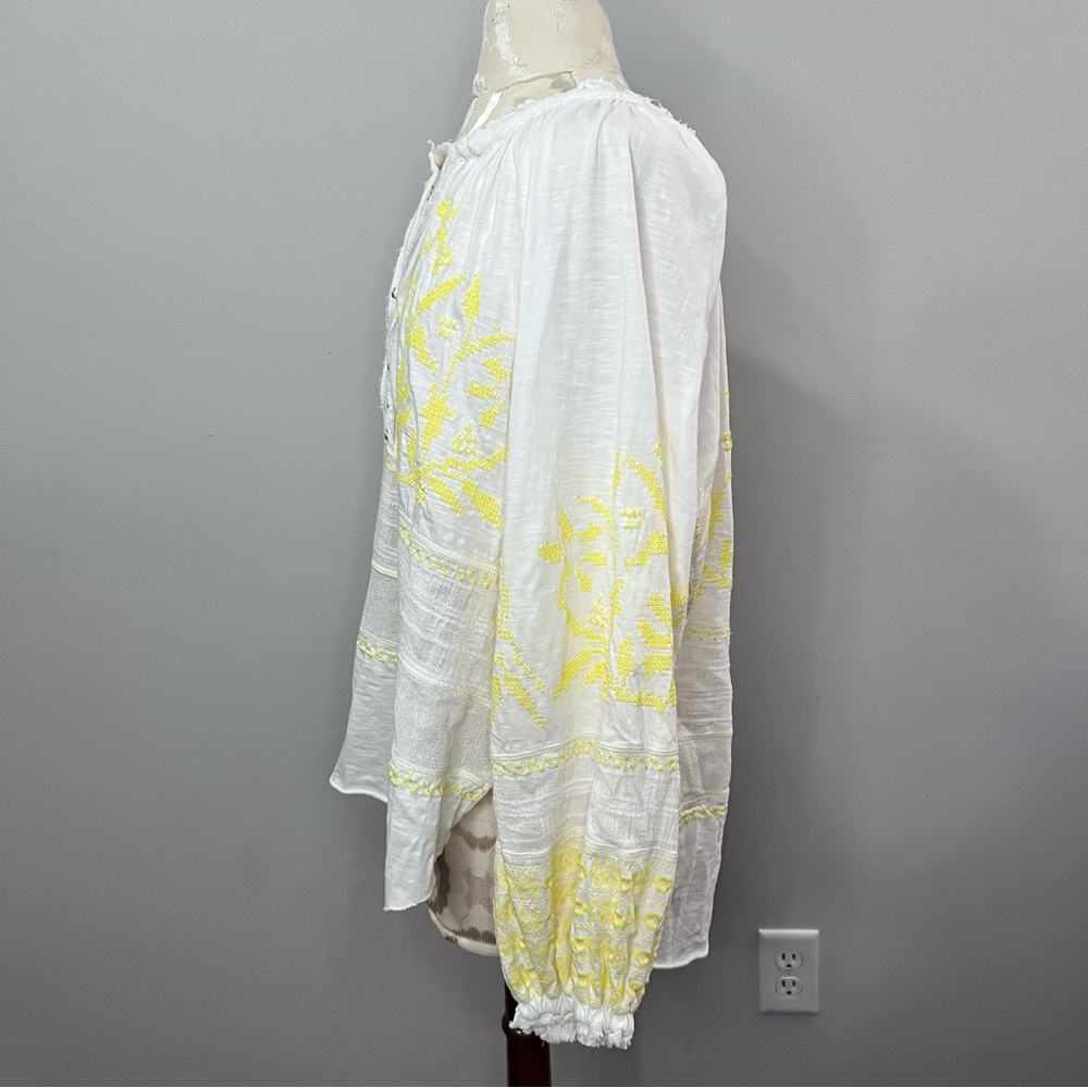 Free People Persuasion Women Size Small Yellow Balloon Sleeve Blouse - Picture 8 of 11